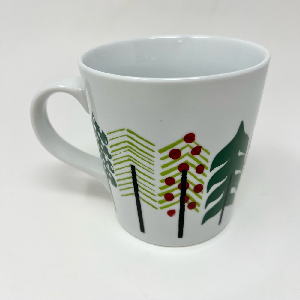 Crate & Barrel Jenny Bowers 2014 Holiday Mug Collectible Christmas Trees